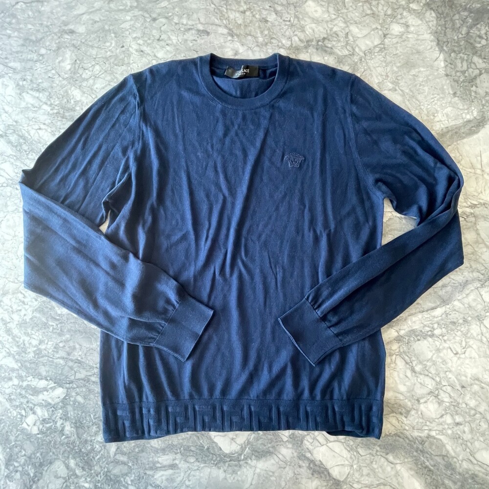 Gianni Versace Men's Crew Neck Long sleeve Sweater Blue 50